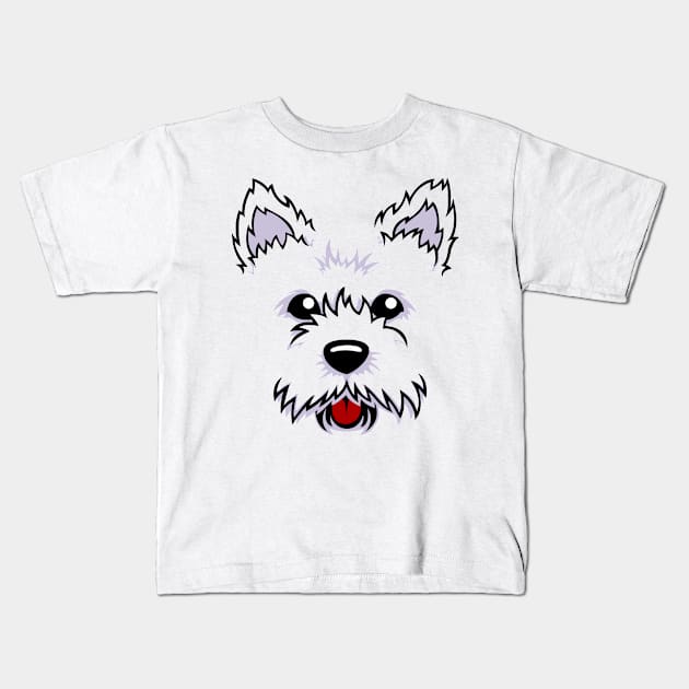 Westie Dog Cute Face Kids T-Shirt by phoxydesign